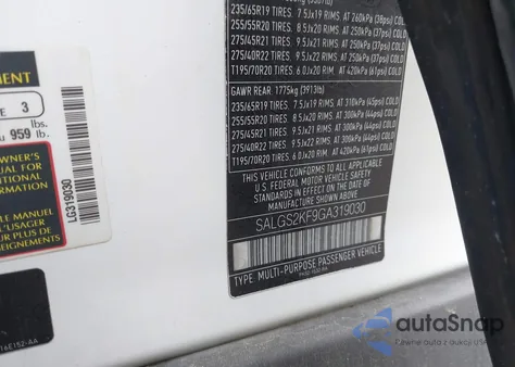 2016 Land Rover Range Rover 3.0L V6 Turbocharged Diesel Hse Td6 из США, поврежденный, VIN SALGS2KF9GA319030